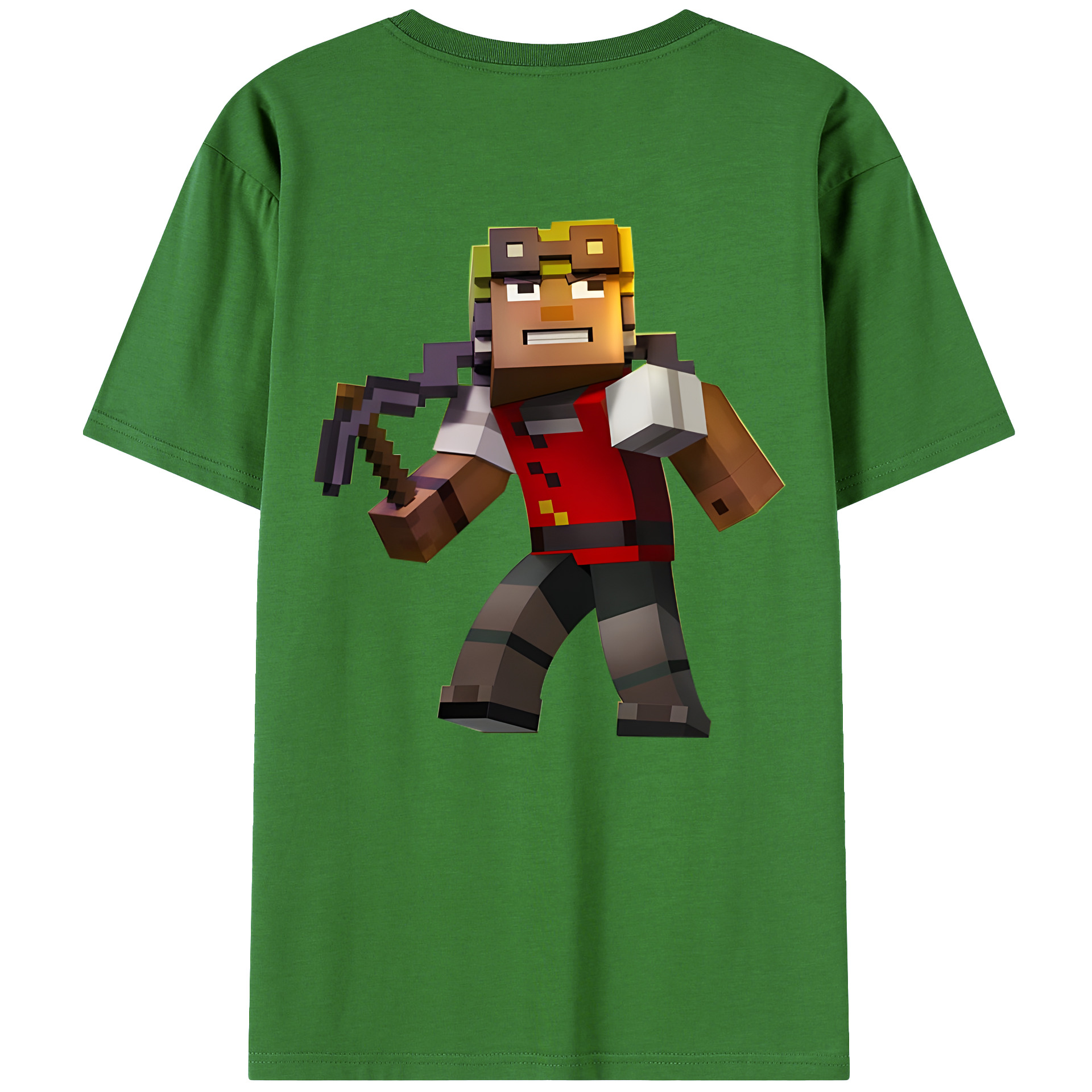（画像用） マインクラフト ブロックの世界 Minecraft MC Block world レディース半袖Tシャツ(バックプリント)